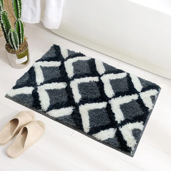 Luxe Home International Luxe Home Macau Square Bath Mat (40x60 cm) Super Soft Microfiber, Anti Slip Backing, Washable Bathroom Mat Perfect for Bedroom - Grey - 40x60 cm, Grey
