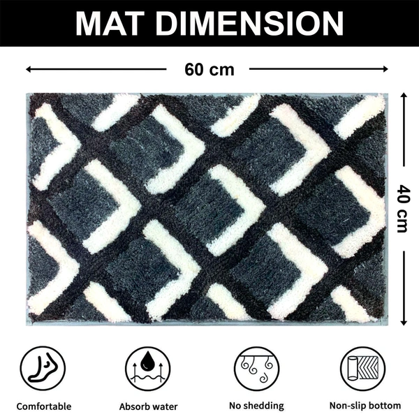 Luxe Home International Luxe Home Macau Square Bath Mat (40x60 cm) Super Soft Microfiber, Anti Slip Backing, Washable Bathroom Mat Perfect for Bedroom - Grey - 40x60 cm, Grey