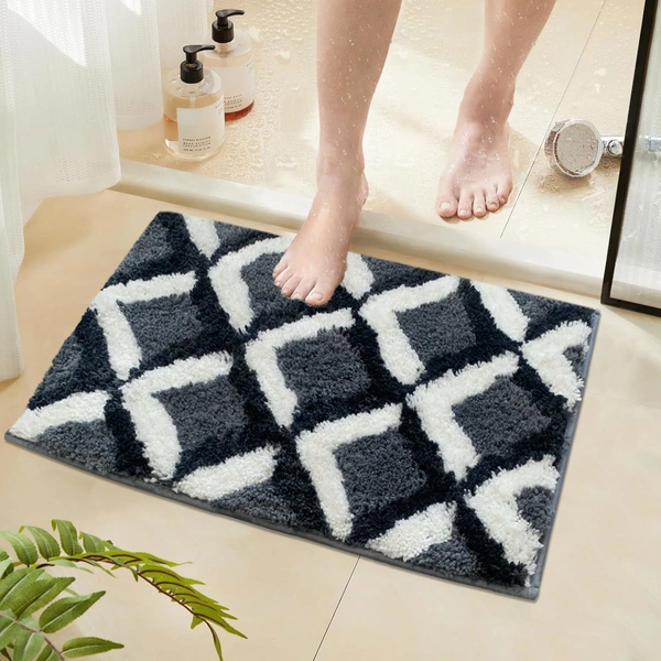 Luxe Home International Luxe Home Macau Square Bath Mat (40x60 cm) Super Soft Microfiber, Anti Slip Backing, Washable Bathroom Mat Perfect for Bedroom - Grey - 40x60 cm, Grey