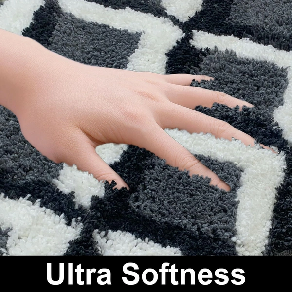 Luxe Home International Luxe Home Macau Square Bath Mat (40x60 cm) Super Soft Microfiber, Anti Slip Backing, Washable Bathroom Mat Perfect for Bedroom - Grey - 40x60 cm, Grey