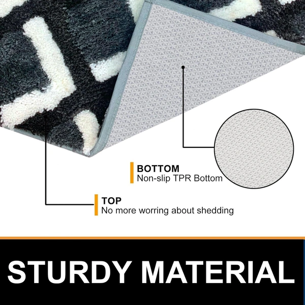 Luxe Home International Luxe Home Macau Square Bath Mat (40x60 cm) Super Soft Microfiber, Anti Slip Backing, Washable Bathroom Mat Perfect for Bedroom - Grey - 40x60 cm, Grey