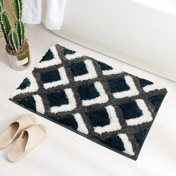 Luxe Home International Luxe Home Macau Square Bath Mat (40x60 cm) Super Soft Microfiber, Anti Slip Backing, Washable Bathroom Mat Perfect for Bedroom - Green - 40x60 cm, Green