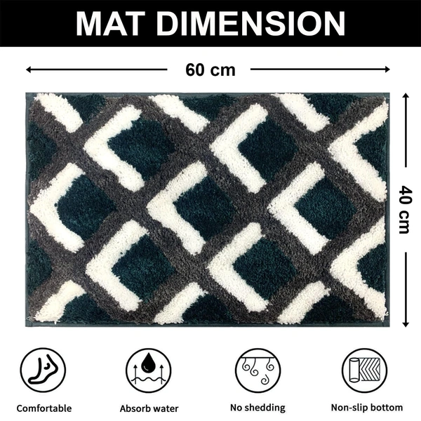 Luxe Home International Luxe Home Macau Square Bath Mat (40x60 cm) Super Soft Microfiber, Anti Slip Backing, Washable Bathroom Mat Perfect for Bedroom - Green - 40x60 cm, Green