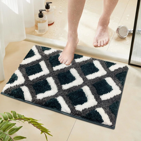 Luxe Home International Luxe Home Macau Square Bath Mat (40x60 cm) Super Soft Microfiber, Anti Slip Backing, Washable Bathroom Mat Perfect for Bedroom - Green - 40x60 cm, Green