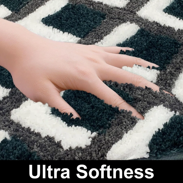Luxe Home International Luxe Home Macau Square Bath Mat (40x60 cm) Super Soft Microfiber, Anti Slip Backing, Washable Bathroom Mat Perfect for Bedroom - Green - 40x60 cm, Green