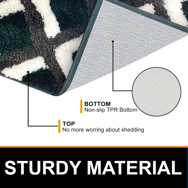 Luxe Home International Luxe Home Macau Square Bath Mat (40x60 cm) Super Soft Microfiber, Anti Slip Backing, Washable Bathroom Mat Perfect for Bedroom - Green - 40x60 cm, Green