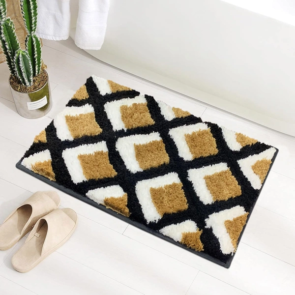 Luxe Home International Luxe Home Macau Square Bath Mat (40x60 cm) Super Soft Microfiber, Anti Slip Backing, Washable Bathroom Mat Perfect for Bedroom - Yellow - 40x60 cm, Yellow