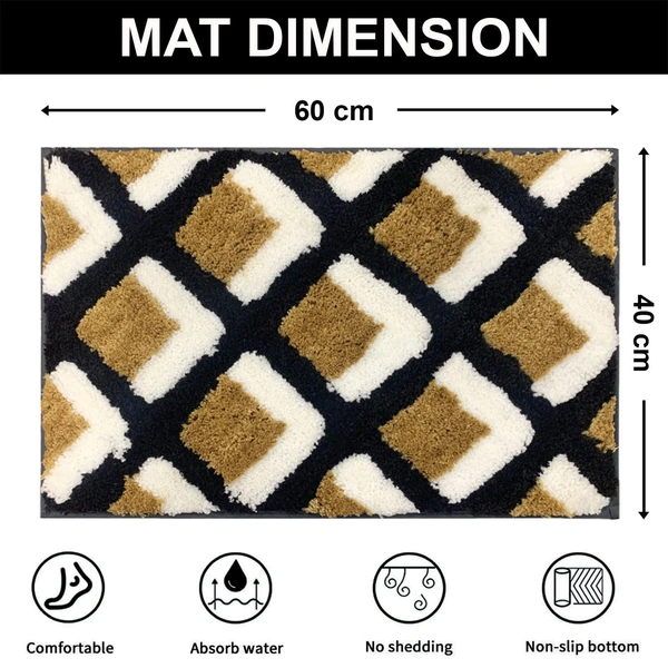 Luxe Home International Luxe Home Macau Square Bath Mat (40x60 cm) Super Soft Microfiber, Anti Slip Backing, Washable Bathroom Mat Perfect for Bedroom - Yellow - 40x60 cm, Yellow