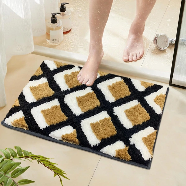 Luxe Home International Luxe Home Macau Square Bath Mat (40x60 cm) Super Soft Microfiber, Anti Slip Backing, Washable Bathroom Mat Perfect for Bedroom - Yellow - 40x60 cm, Yellow