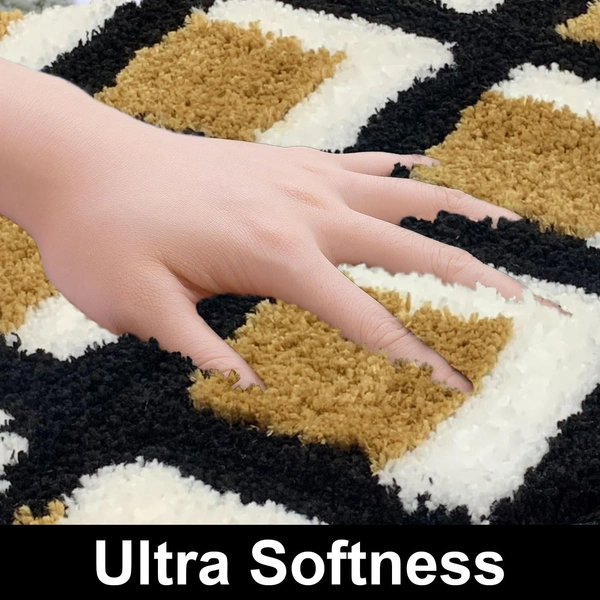 Luxe Home International Luxe Home Macau Square Bath Mat (40x60 cm) Super Soft Microfiber, Anti Slip Backing, Washable Bathroom Mat Perfect for Bedroom - Yellow - 40x60 cm, Yellow