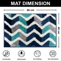 Luxe Home International Luxe Home Macau Zigzag Bath Mat (40x60 cm) Super Soft Microfiber, Anti Slip Backing, Washable Bathroom Mat Perfect for Bedroom - Blue - 40x60 cm, Blue