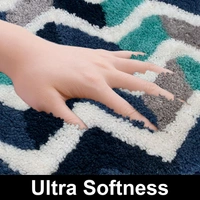 Luxe Home International Luxe Home Macau Zigzag Bath Mat (40x60 cm) Super Soft Microfiber, Anti Slip Backing, Washable Bathroom Mat Perfect for Bedroom - Blue - 40x60 cm, Blue