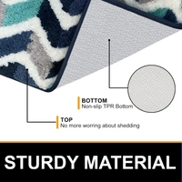 Luxe Home International Luxe Home Macau Zigzag Bath Mat (40x60 cm) Super Soft Microfiber, Anti Slip Backing, Washable Bathroom Mat Perfect for Bedroom - Blue - 40x60 cm, Blue