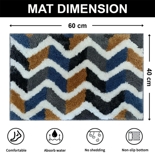 Luxe Home International Luxe Home Macau Zigzag Bath Mat (40x60 cm) Super Soft Microfiber, Anti Slip Backing, Washable Bathroom Mat Perfect for Bedroom - Yellow - 40x60 cm, Yellow