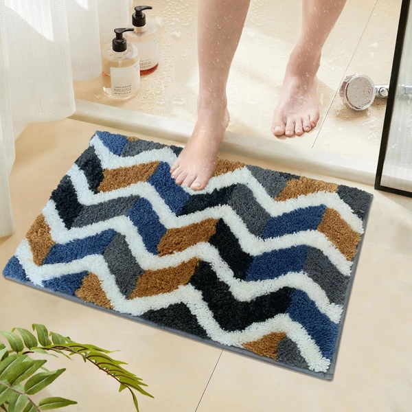 Luxe Home International Luxe Home Macau Zigzag Bath Mat (40x60 cm) Super Soft Microfiber, Anti Slip Backing, Washable Bathroom Mat Perfect for Bedroom - Yellow - 40x60 cm, Yellow