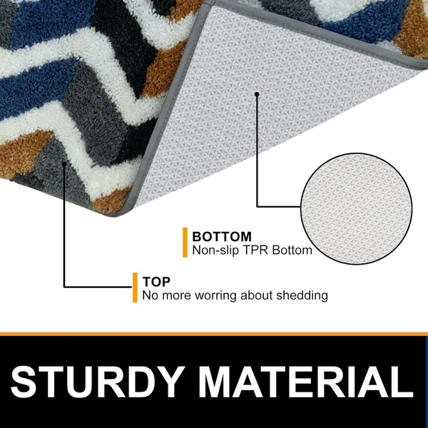 Luxe Home International Luxe Home Macau Zigzag Bath Mat (40x60 cm) Super Soft Microfiber, Anti Slip Backing, Washable Bathroom Mat Perfect for Bedroom - Yellow - 40x60 cm, Yellow