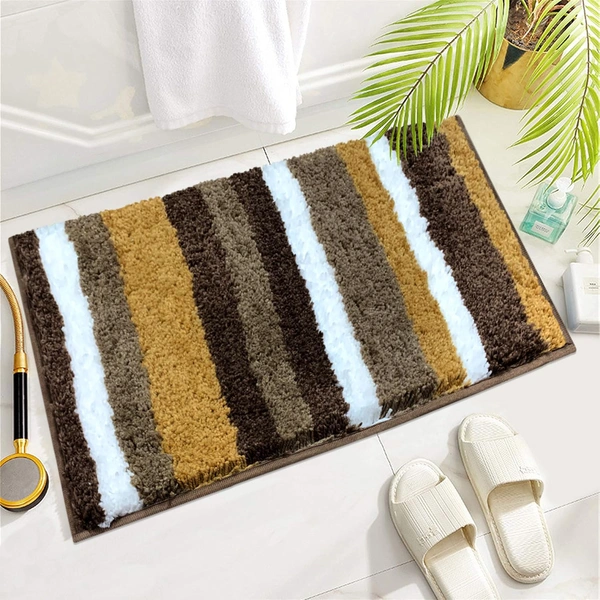 Luxe Home International Luxe Home Microfibre Striped Italia Bath Mat Super Soft, Anti-Slip, Washable, Rectangle for Bathroom Door Mat, Bedroom Door Mat (Anti Gold, 45x75 cm) - 45x75 CM, Anti Gold