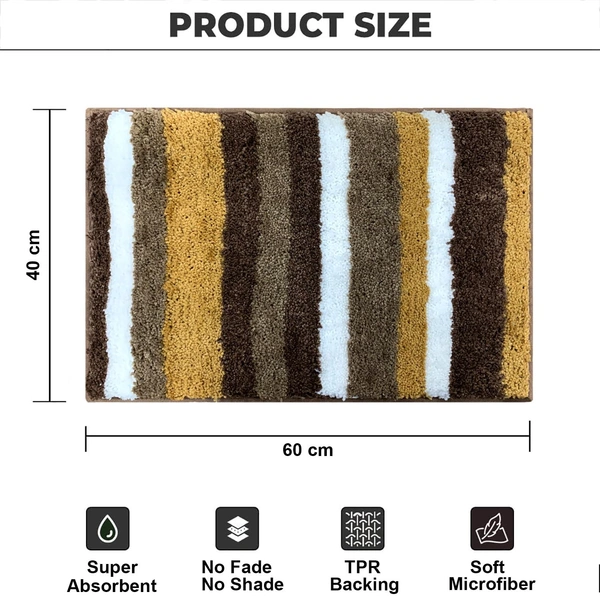 Luxe Home International Luxe Home Microfibre Striped Italia Bath Mat Super Soft, Anti-Slip, Washable, Rectangle for Bathroom Door Mat, Bedroom Door Mat (Anti Gold, 45x75 cm) - 45x75 CM, Anti Gold