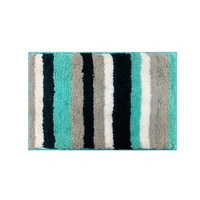 Luxe Home International Luxe Home Microfibre Striped Italia Bath Mat Super Soft, Anti-Slip, Washable, Rectangle for Bathroom Door Mat, Bedroom Door Mat (Aqua, 45x75 cm) - 45x75 CM, Aqua