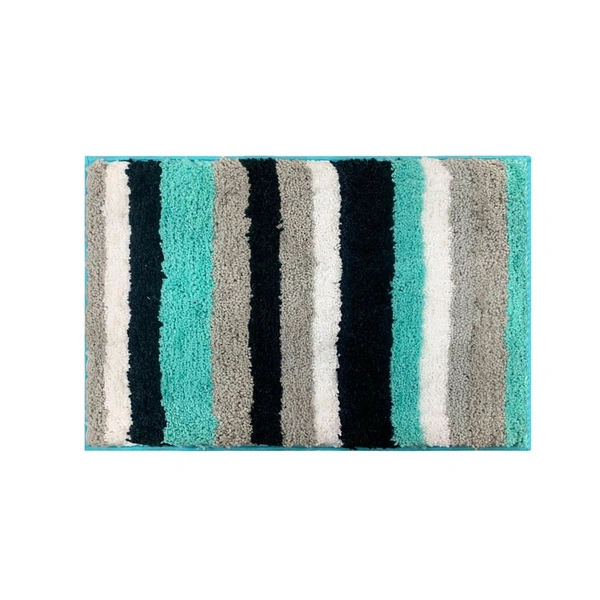 Luxe Home International Luxe Home Microfibre Striped Italia Bath Mat Super Soft, Anti-Slip, Washable, Rectangle for Bathroom Door Mat, Bedroom Door Mat (Aqua, 45x75 cm) - 45x75 CM, Aqua