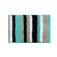 Luxe Home International Luxe Home Microfibre Striped Italia Bath Mat Super Soft, Anti-Slip, Washable, Rectangle for Bathroom Door Mat, Bedroom Door Mat (Aqua, 40x60 cm) - 40x60 CM, Aqua