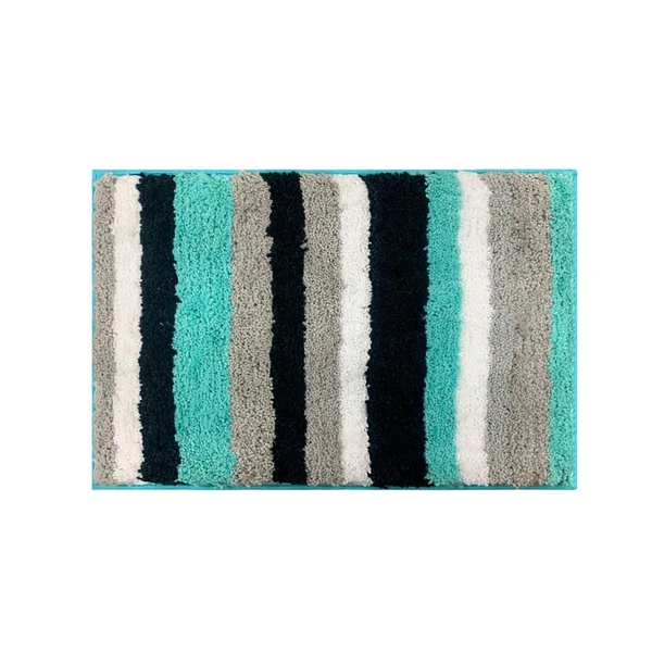 Luxe Home International Luxe Home Microfibre Striped Italia Bath Mat Super Soft, Anti-Slip, Washable, Rectangle for Bathroom Door Mat, Bedroom Door Mat (Aqua, 40x60 cm) - 40x60 CM, Aqua