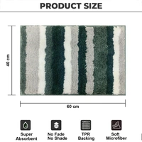 Luxe Home International Luxe Home Microfibre Striped Italia Bath Mat Super Soft, Anti-Slip, Washable, Rectangle for Bathroom Door Mat, Bedroom Door Mat (Hunter Green, 40x60 cm) - 40x60 CM, Hunter Green