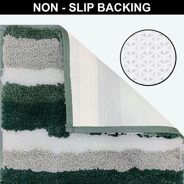 Luxe Home International Luxe Home Microfibre Striped Italia Bath Mat Super Soft, Anti-Slip, Washable, Rectangle for Bathroom Door Mat, Bedroom Door Mat (Hunter Green, 45x75 cm) - 45x75 CM, Hunter Green