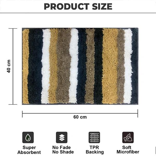 Luxe Home International Luxe Home Microfibre Striped Italia Bath Mat Super Soft, Anti-Slip, Washable, Rectangle for Bathroom Door Mat, Bedroom Door Mat (Anthra, 40x60 cm) - 40x60 CM, Anthra