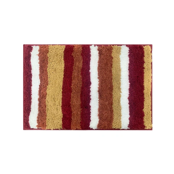 Luxe Home International Luxe Home Microfibre Striped Italia Bath Mat Super Soft, Anti-Slip, Washable, Rectangle for Bathroom Door Mat, Bedroom Door Mat (Cinnamon, 45x75 cm) - 45x75 CM, Cinnamon