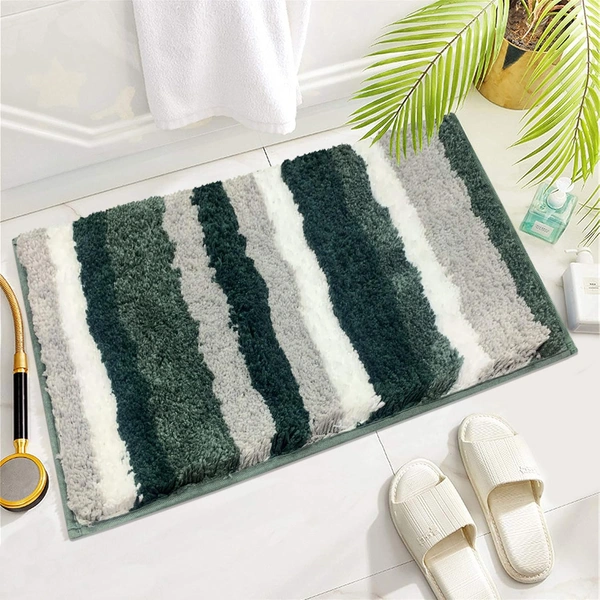 Luxe Home International Luxe Home Microfibre Striped Italia Bath Mat Super Soft, Anti-Slip, Washable, Rectangle for Bathroom Door Mat, Bedroom Door Mat (Hunter Green, 45x75 cm) - 45x75 CM, Hunter Green