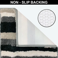 Luxe Home International Luxe Home Microfibre Striped Italia Bath Mat Super Soft, Anti-Slip, Washable, Rectangle for Bathroom Door Mat, Bedroom Door Mat (Grey, 40x60 cm) - 40x60 CM, Grey