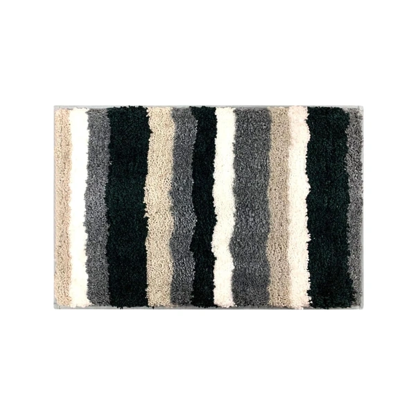 Luxe Home International Luxe Home Microfibre Striped Italia Bath Mat Super Soft, Anti-Slip, Washable, Rectangle for Bathroom Door Mat, Bedroom Door Mat (Grey, 40x60 cm) - 40x60 CM, Grey
