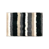 Luxe Home International Luxe Home Microfibre Striped Italia Bath Mat Super Soft, Anti-Slip, Washable, Rectangle for Bathroom Door Mat, Bedroom Door Mat (Grey, 45x75 cm) - 45x75 CM, Grey