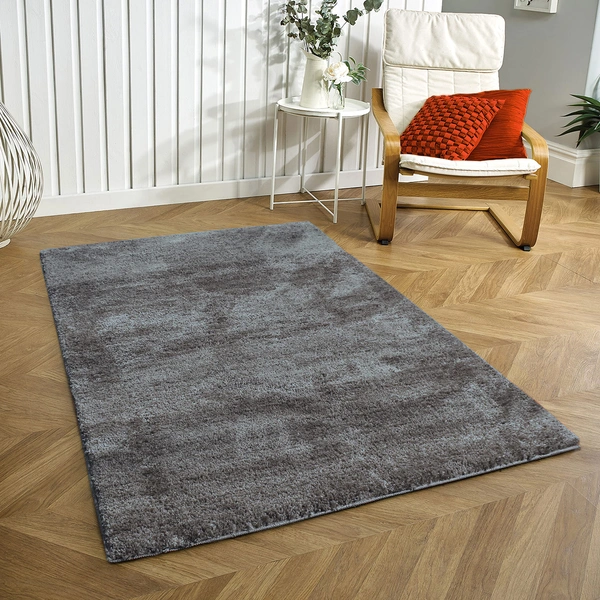 Luxe Home International Luxe Home Newman Carpets Microfiber Shaggy Carpet for Living Room, Bedroom - 3x5 Feet, Ultra Soft Non-Slip Fluffy Area Rug, Easy to Clean, Silver - 3x5 Ft, Silver
