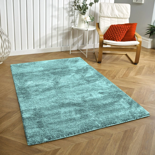 Luxe Home International Luxe Home Newman Carpets Microfiber Shaggy Carpet for Living Room, Bedroom - 3x5 Feet, Ultra Soft Non-Slip Fluffy Area Rug, Easy to Clean, Aqua - 3x5 Ft, Aqua