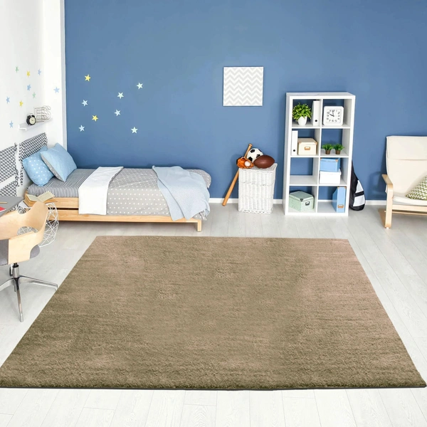 Luxe Home International Luxe Home Oman Ultra Soft Microfiber (6x9 Feet) Floor Area Rug - Beige - Shaggy, Non-Slip, Carpet for Living Room, Bedroom Carpets for Floor, and Home Decor - 6X9, Beige