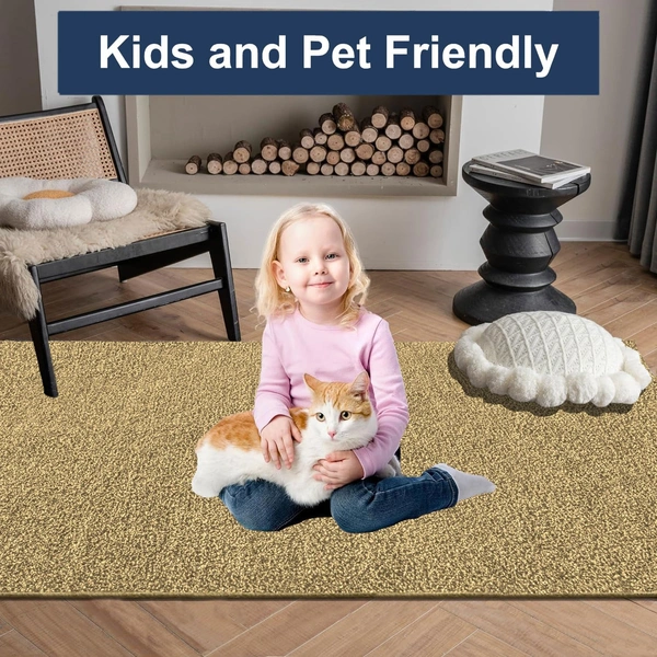 Luxe Home International Luxe Home Oman Ultra Soft Microfiber (6x9 Feet) Floor Area Rug - Anti Gold - Shaggy, Non-Slip, Carpet for Living Room, Bedroom Carpets for Floor, and Home Decor - Anti Gold