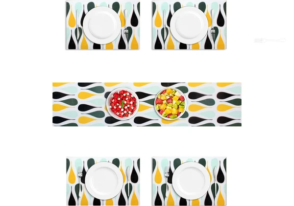 LUXE HOME INTERNATIONAL Luxe Home Placemat Magic Rubber Non Slip Utensil Mat for Kitchen, Dining Table ( Drop, 30x45 cm + 1x4 Ft, Set of 4) - Drop