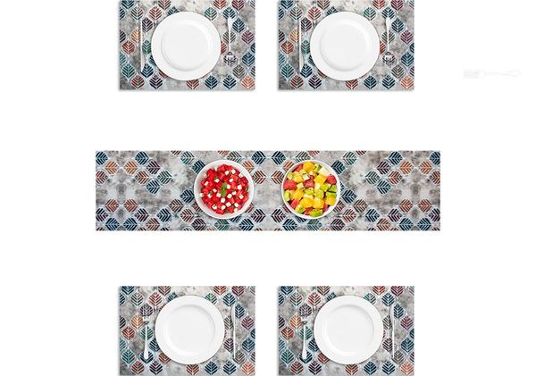 LUXE HOME INTERNATIONAL Luxe Home Placemat Magic Rubber Non Slip Utensil Mat for Kitchen, Dining Table ( Leef, 30x45 cm + 1x4 Ft, Set of 4) - Leef