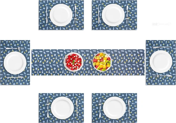 LUXE HOME INTERNATIONAL Luxe Home Placemat Magic Rubber Non Slip Utensil Mat for Kitchen, Dining Table ( Stone, 30x45 cm + 1x4 Ft, Set of 6) - Stone