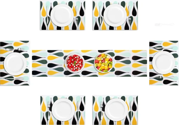 LUXE HOME INTERNATIONAL Luxe Home Placemat Magic Rubber Non Slip Utensil Mat for Kitchen, Dining Table ( Drop, 30x45 cm + 1x4 Ft, Set of 6) - Drop