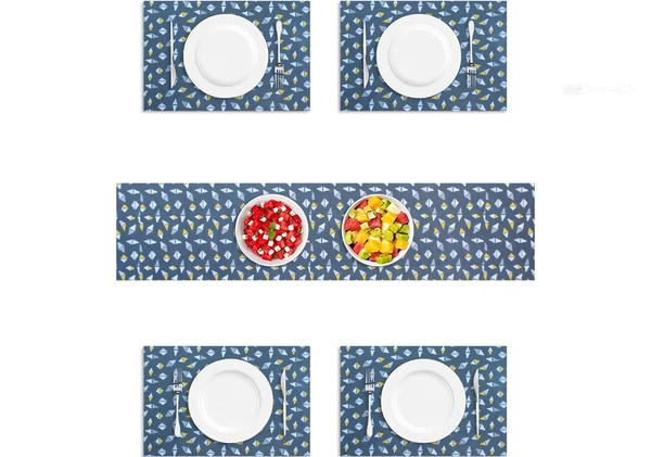 LUXE HOME INTERNATIONAL Luxe Home Placemat Magic Rubber Non Slip Utensil Mat for Kitchen, Dining Table ( Stone, 30x45 cm + 1x4 Ft, Set of 4) - Stone