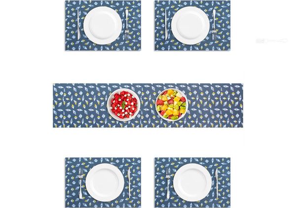 LUXE HOME INTERNATIONAL Luxe Home Placemat Magic Rubber Non Slip Utensil Mat for Kitchen, Dining Table ( Stone, 30x45 cm + 1x4 Ft, Set of 4) - Stone