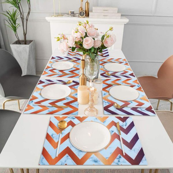 LUXE HOME INTERNATIONAL Luxe Home Placemat Magic Rubber Non Slip Utensil Mat for Kitchen, Dining Table ( Zig-Zag, 30x45 cm, Set of 6) - Zig-Zag