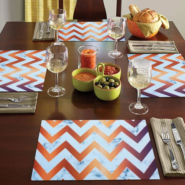 LUXE HOME INTERNATIONAL Luxe Home Placemat Magic Rubber Non Slip Utensil Mat for Kitchen, Dining Table ( Zig-Zag, 30x45 cm, Set of 4) - Zig-Zag