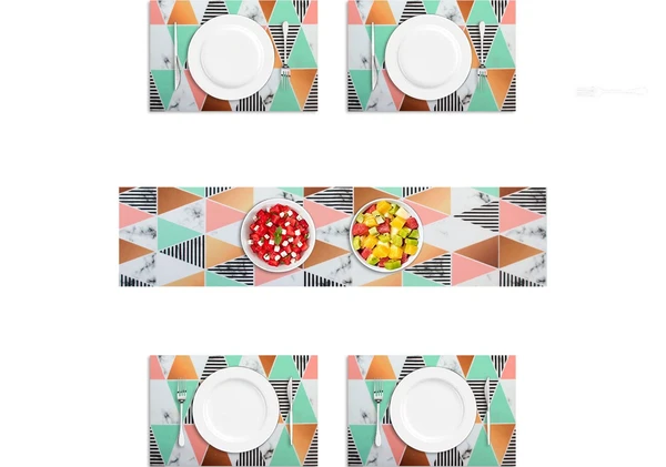 LUXE HOME INTERNATIONAL Luxe Home Placemat Magic Rubber Non Slip Utensil Mat for Kitchen, Dining Table ( Triangle, 30x45 cm + 1x4 Ft, Set of 4) - Triangle