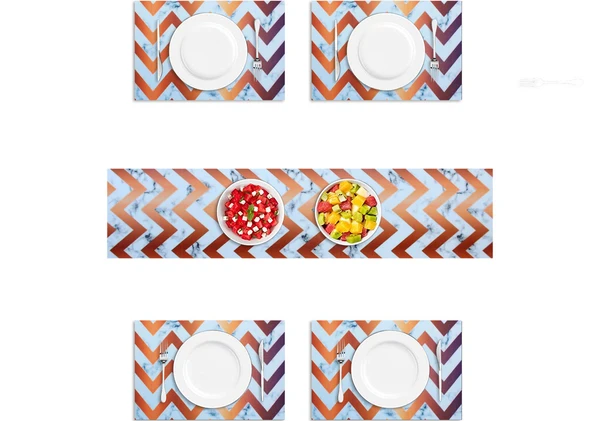 LUXE HOME INTERNATIONAL Luxe Home Placemat Magic Rubber Non Slip Utensil Mat for Kitchen, Dining Table ( Zig-Zag, 30x45 cm + 1x4 Ft, Set of 4) - Zig-Zag