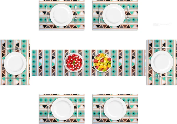 LUXE HOME INTERNATIONAL LuxeHomePlacematMagicRubberNonSlipUtensilMatforKitchen,DiningTable(Stripe,30x45cm+1x4Ft,Setof6) - Stripe