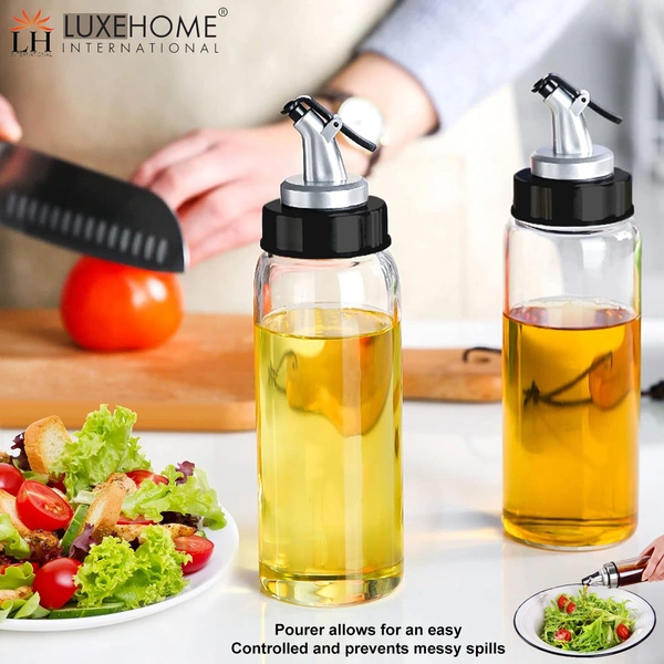 Luxe Home International Luxe Home Plastic Oil Dispenser  500ml | Transparent, Leak-Proof, BPA-Free Oil Bottle For Cooking Oils & Vinegar | Kitchen Accessories Items For Home | Pack of 2 - Large, Transparent